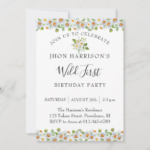 Girls Theme Daisy Birthday Party Invitation