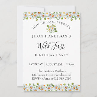 Girls Theme Daisy Birthday Party Invitation