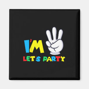 Girls Third Birthday Shirt 3rd Birthday Lets Party Magnet