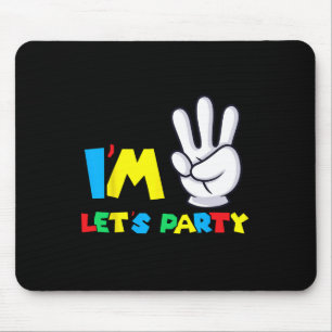 Girls Third Birthday Shirt 3rd Birthday Lets Party Mouse Mat