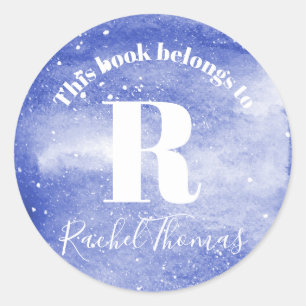 Girls 'This Book Belongs' Galaxy & Name Bookplate Classic Round Sticker