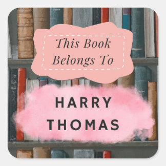 Girls' "this book belongs" with a library square sticker