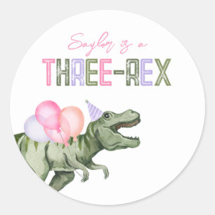Girl's Three-Rex Party Stickers