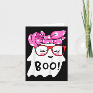 Girls Toddler Happy Halloween Ghost With Bandanna Card
