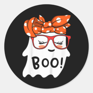 Girls Toddler Happy Halloween Ghost With Bandanna  Classic Round Sticker