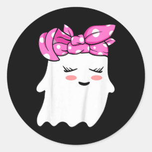 Girls Toddler Happy Halloween Ghost With Bandanna  Classic Round Sticker