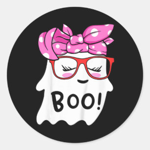 Girls Toddler Happy Halloween Ghost With Bandanna  Classic Round Sticker