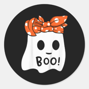 Girls Toddler Happy Halloween Ghost With Bandanna  Classic Round Sticker