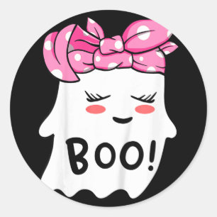 Girls Toddler Happy Halloween Ghost With Bandanna  Classic Round Sticker