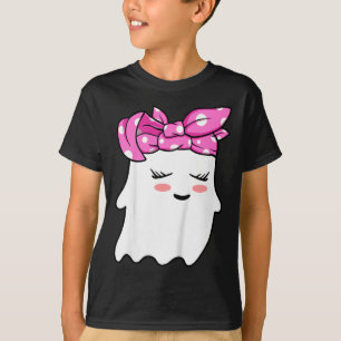 Girls Toddler Happy Halloween Ghost With Bandanna T-Shirt
