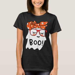 Girls Toddler Happy Halloween Ghost With Bandanna T-Shirt