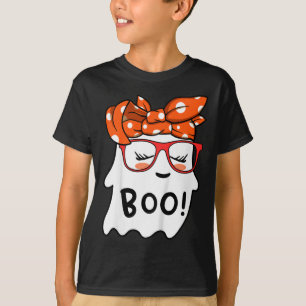 Girls Toddler Happy Halloween Ghost With Bandanna T-Shirt