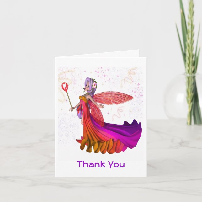 Girl's Tooth Fairy Thank You Card (Front)