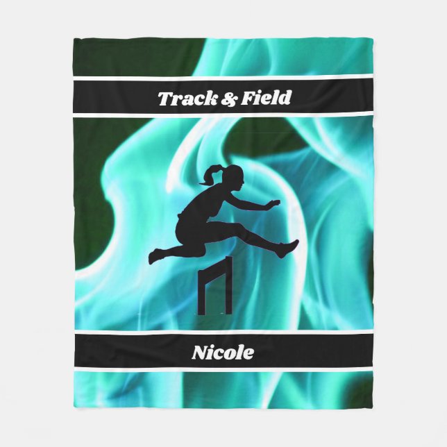 Girls Track and Field Smokey Abstract Fleece Blanket (Front)