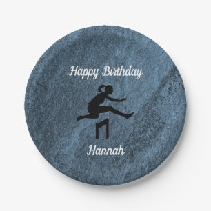 Girls Track & Field Happy Birthday Paper Plates