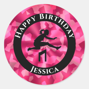 Girls Track & Field Pink Camo   Classic Round Sticker