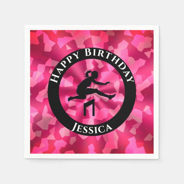 Girls Track & Field Pink Camo   Napkin (Front)