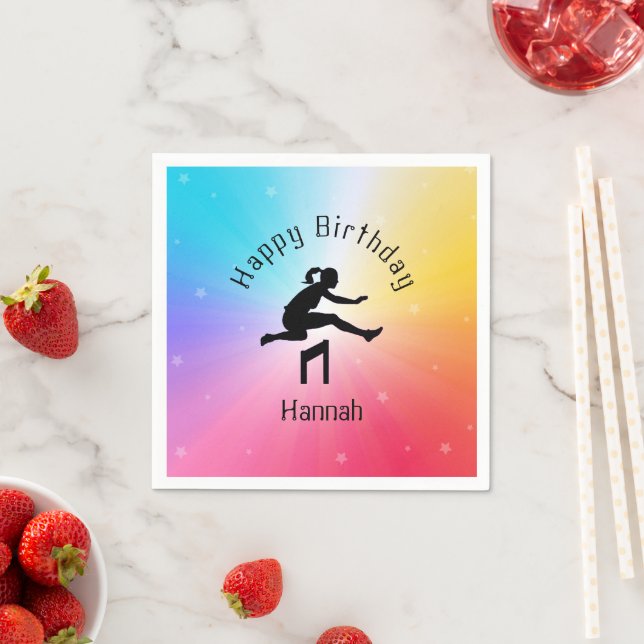 Girls Track & Field Rainbow Stars Napkin (Insitu)