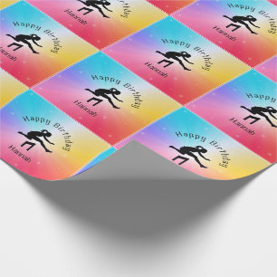 Girls Track & Field Rainbow Stars Wrapping Paper