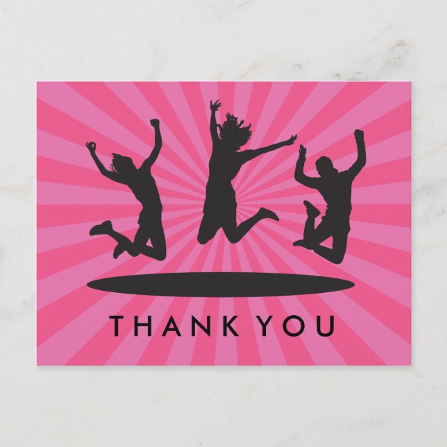 Girl's Trampoline Bounce House Birthday Thank You Postcard (Front)