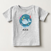 Girls Trendy and Cute Rainbow Narwhal and Name