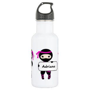 Girls Trendy Cute Ninja Warrior Kids Custom Name 532 Ml Water Bottle