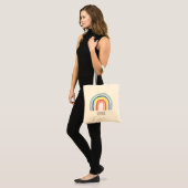 Girls Trendy Whimsical Rainbow Cartoon Name Kids Tote Bag (Front (Model))