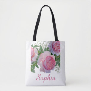 Girls Trendy Whimsical Rainbow Cartoon Name Kids Tote Bag