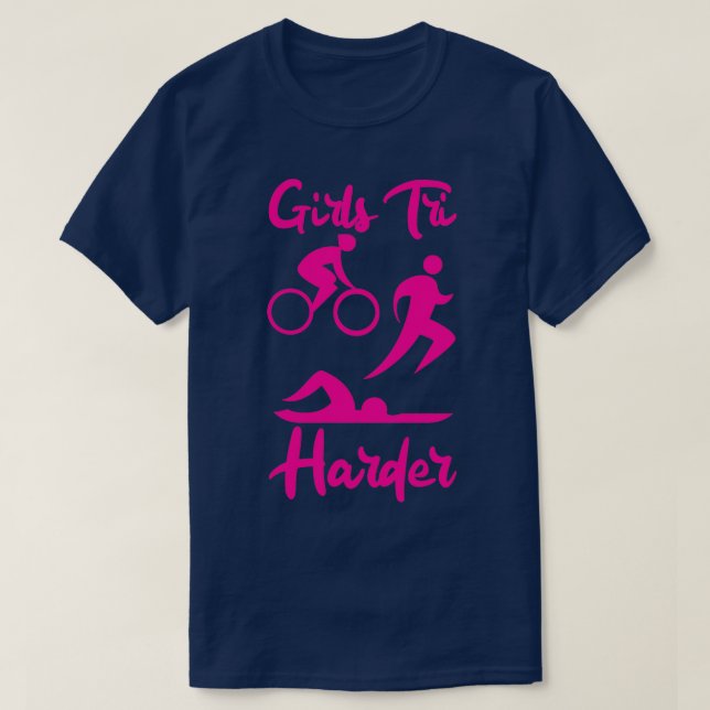 Girls Tri Harder 3 T-Shirt (Design Front)