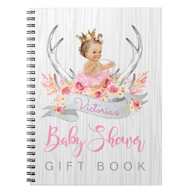 Girls Tribal Antler Baby Shower Guest Gift Book (Front)