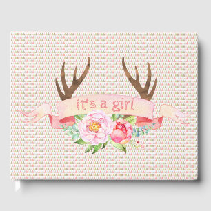 Girls Tribal Antler Boho Baby Shower Guest Book