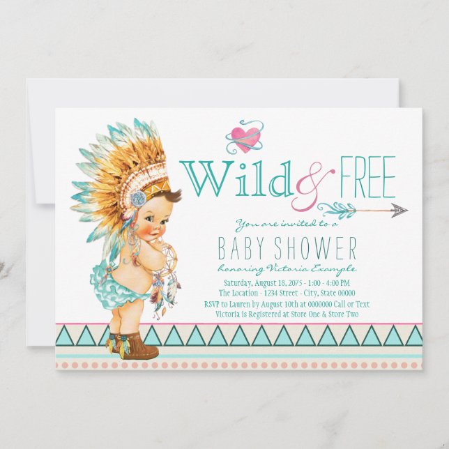 Girls Tribal Baby Shower Invitation (Front)