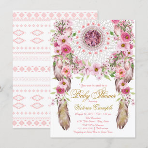 Girls Tribal Dreamcatcher Baby Shower Invitation