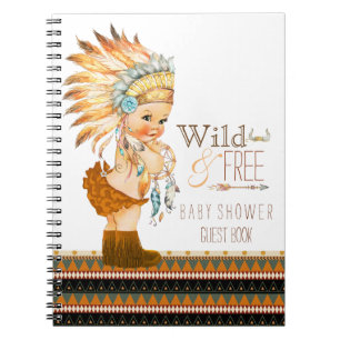 Girls Tribal Wild and Free Baby Shower Guest Book