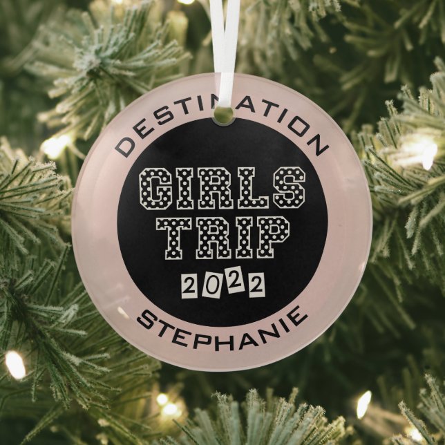 Girls Trip 2022 Girls Weekend Vacation Getaway Glass Tree Decoration (Insitu)