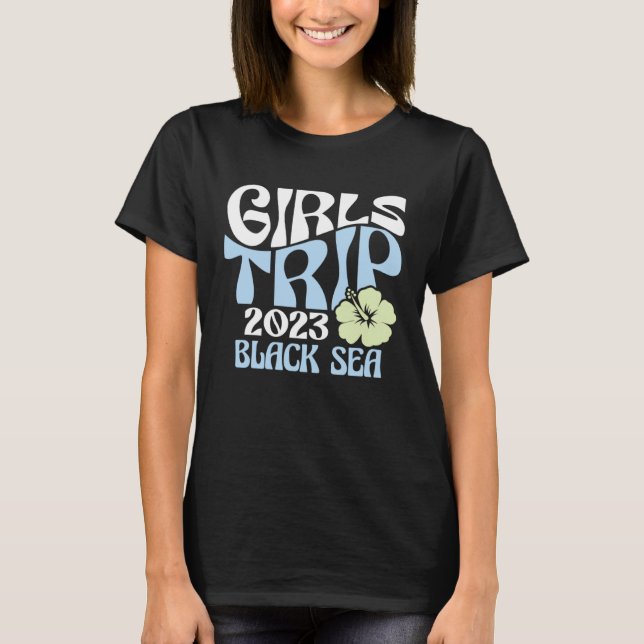 Girls Trip 2023 Black Sea Beach Destination Retro  T-Shirt (Front)