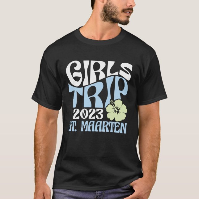 Girls Trip 2023 St Maarten Beach Destination Retro T-Shirt (Front)