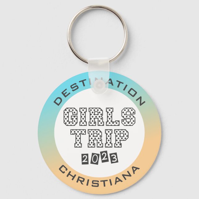 Girls Trip 2023 Vacation Tropical Gradient Custom Key Ring (Front)