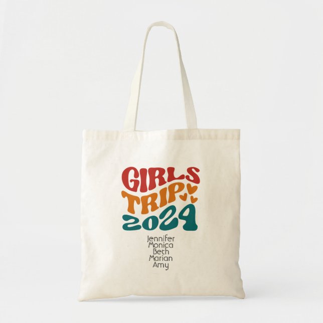 Girl's Trip 2024 Customisable Colours and Text Tote Bag (Front)