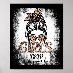 Girls Trip 2025 Messy Bun Leopard Best Friend Matc Poster