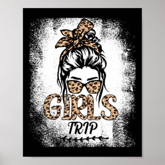 Girls Trip 2025 Messy Bun Leopard Best Friend Matc Poster