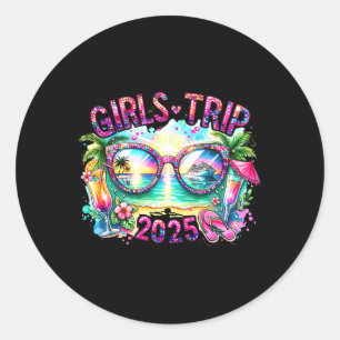 Girls Trip 2025 Summer Trip Vacation Tropical Crui Classic Round Sticker