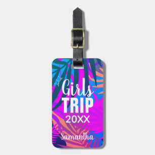 Girls Trip 20XX, Tropical Colourful Leaves Luggage Tag