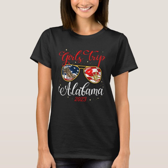 Girls Trip Alabama 2023  American Flag Girls Weeke T-Shirt (Front)