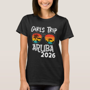 Girls Trip Aruba Beach Vacation 2026 Retro Sunglas T-Shirt