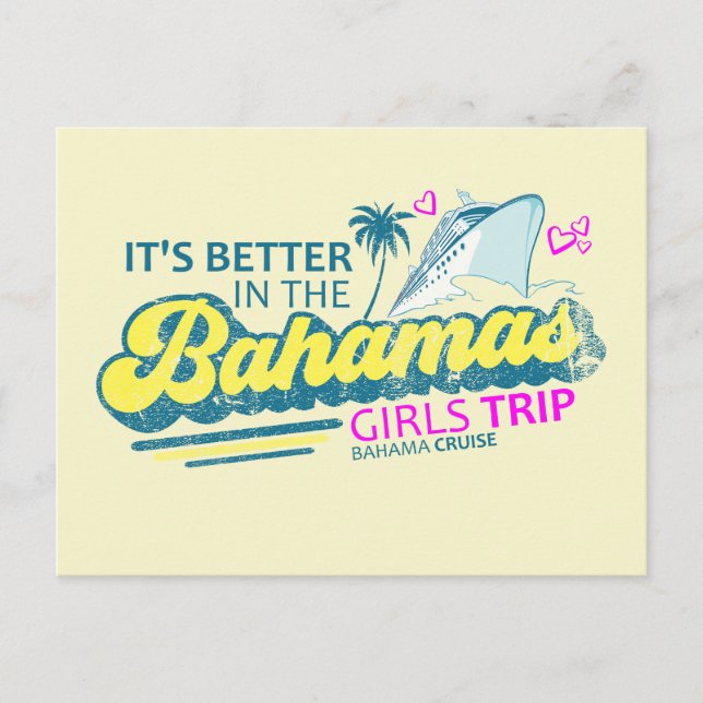 Girls Trip Bahamas Postcard Vacation Cruise (Front)