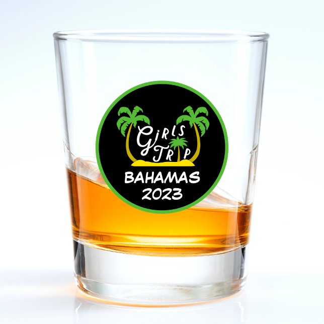 Girls Trip Bahamas Vacation Caribbean Island Shot Glass (Girls Trip Bahamas Vacation Caribbean Island Beach Palm Tree Shot Glass)