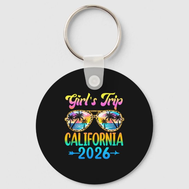 Girl's Trip California 2026 Summer Vacation Sungle Key Ring (Front)