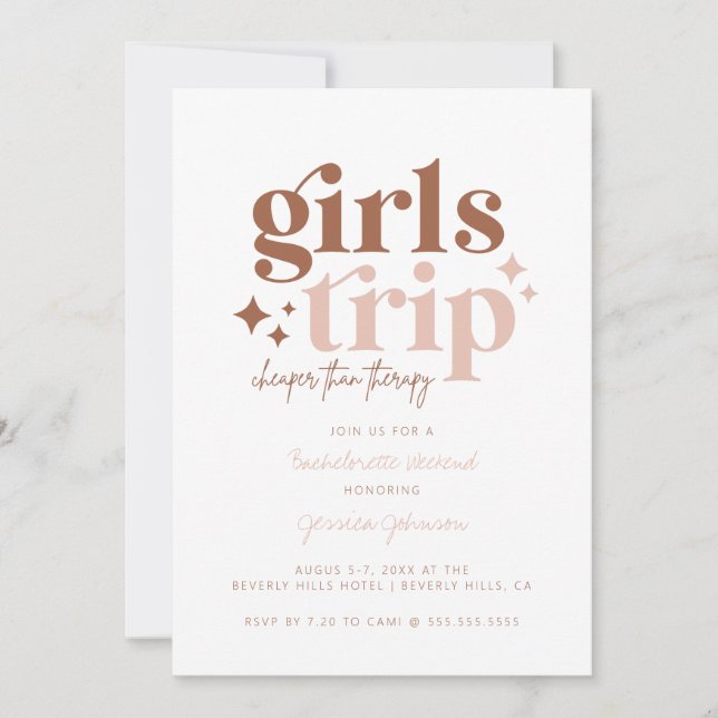 Girls Trip Cheaper than Therapy Blank Card (Front)