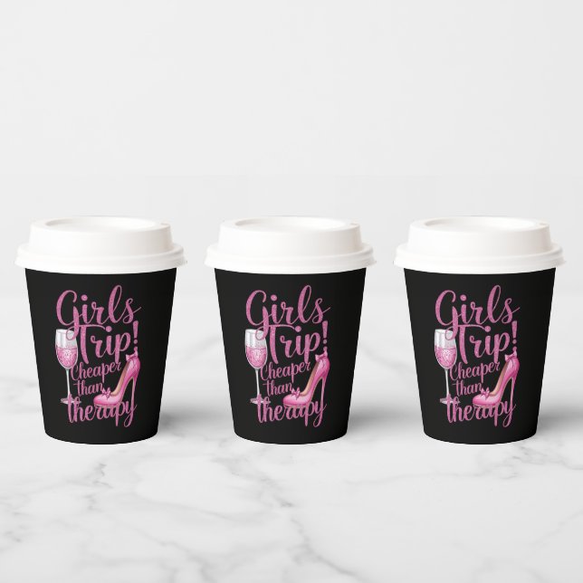 Girls Trip Cheaper Than Therapy Weekend Wine Party Paper Cups (Multi)